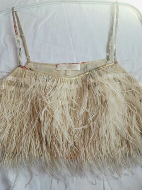 ✨ LoveShackFancy "Dusty" Feather-Embellished Cropped Cami Top ✨